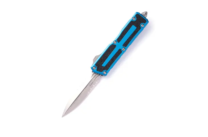 Microtech Scarab II Gen III D/E Stonewash Part Serrate 3.95in Automatic Folding Knife 1280-11BL w/ Free Shipping